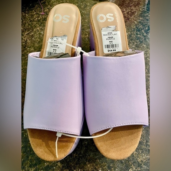 🌟HP🌟 LILAC LAVENDER Chunky Heel Mules Clogs Platform Summer Spring Picnic 90s - Picture 4 of 16